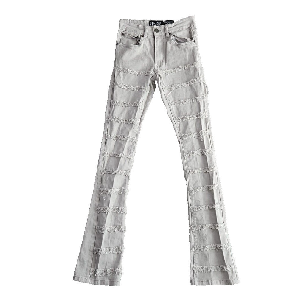 Spark Jeans Men's 29x38 Premium Denim Jeans Studio Collection Gray Frayed 165496